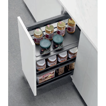 Spice Rack 3 Layer Solid Wood Surfice Grey & Crhome