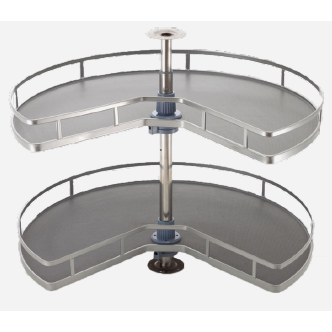 Lazy Susan - 70° Solid Wood Basquet Grey and Crhome & White and Chrome