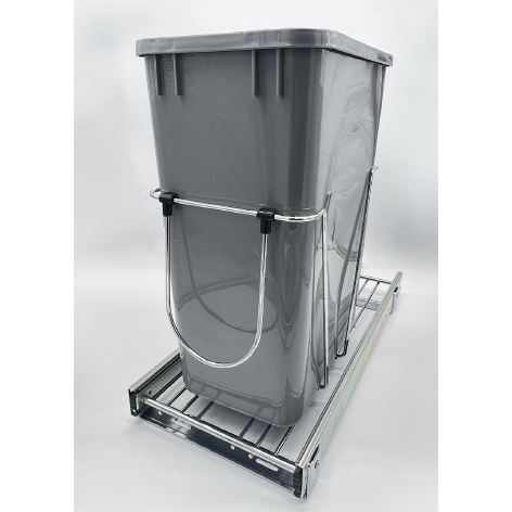 Plastic Trash Bin 35L White $ Grey