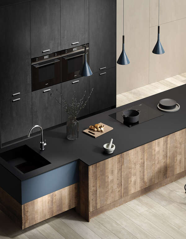 K356 Sand Grange Oak decorative panel by Kronospan, featuring a rustic grain texture, perfect for adding warmth and natural character to minimalist interior designs.
