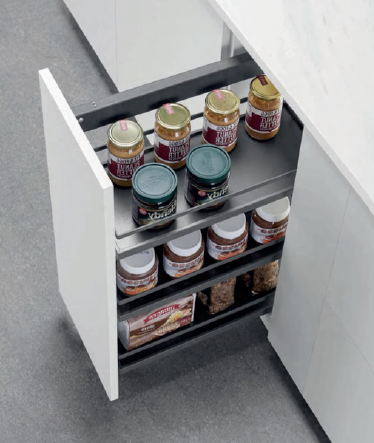 Spice Rack 3 Layer Solid Wood Surfice Grey & Crhome