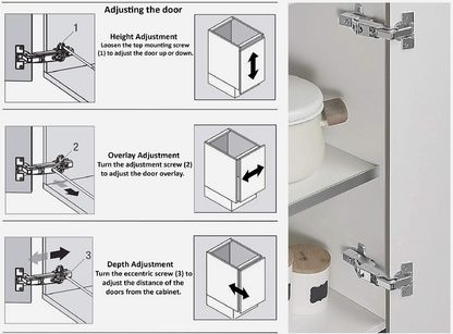 Hinges 165° Slide-on hinge, soft close with 3D cam plate